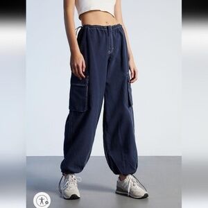 PacSun Blue Low Rise Cargo Parachute Pants